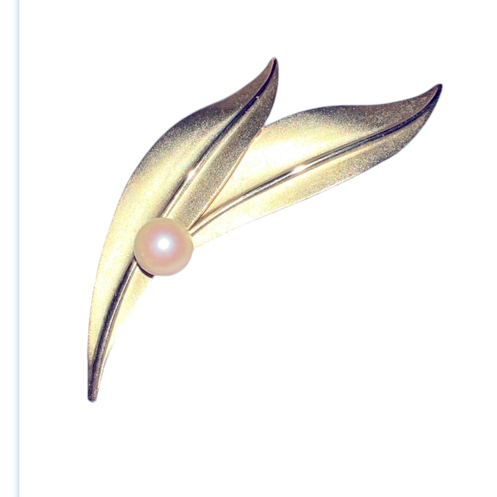 12k GOLD FILLED brooch with pearl pin vintage STAR ART Signed
